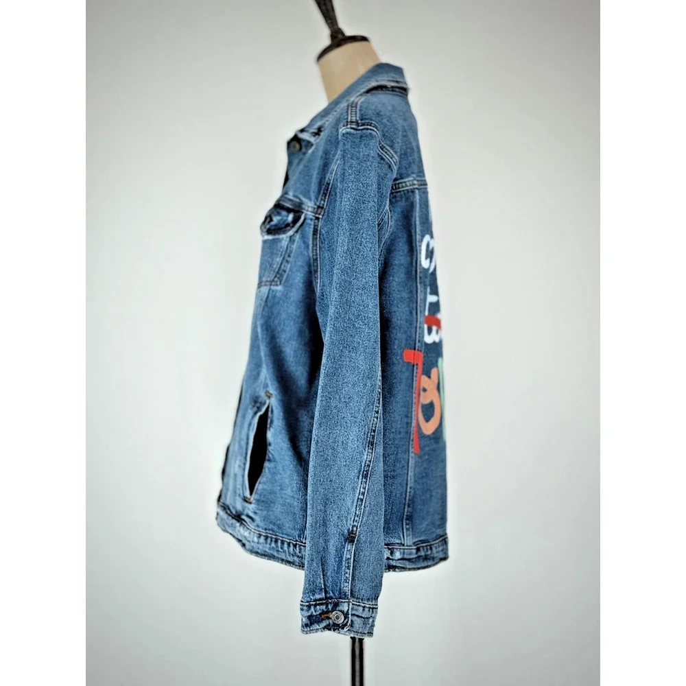 NWT C&A Denim Pride Trucker Feel The Love Jacket $600 EVERYONE FITS HERE LG 0049 - Picture 4 of 13